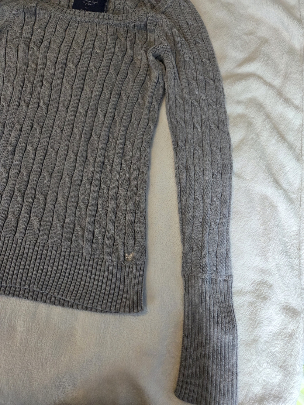 American Eagle Outfitters Vintage Women's Gray Cable Knit Sweater - Picture 5 of 8